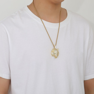 จี้ห้อยคอรูปหัวสุนัขจิ้งจอก สไตล์ฮิปฮอป ทองแดงฝังเพชรซิร์คอน ดีไซน์โดดเด่นสำหรับผู้ชาย - Product Image 4