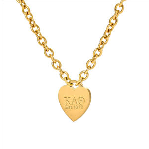 Collier avec pendentif en forme de cœur en acier inoxydable, ChiO <span class=keywords><strong>Kappa</strong></span> Alpha Theta Tri Delta AO Pi, cadeaux de sororité, bijoux grecs pour femmes NPC - Product Image 1