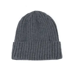Women Men Blank Soft Comfortable Winter Warm Ski Knitting Watch Hat Customized Grey Olive Brown Wool Acrylic Knitted Beanie Hat