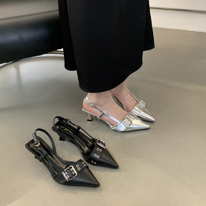 <span class=keywords><strong>Sandali</strong></span> 2024 moda donna <span class=keywords><strong>tacco</strong></span> <span class=keywords><strong>basso</strong></span> 35-40 Sexy tacchi argento - Product Image 3