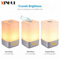 Lámpara Táctil Cubo, Luz Nocturna LED, Lámpara de Mesa, Luz para Despertar, Reloj Despertador con Simulación de Amanecer para Decoración del Hogar, Reloj Digital, Luz Nocturna LED