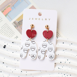 Orecchini Pendenti a Forma di Orsetto con Cuore Rosso e Scritta '<span class=keywords><strong>Be</strong></span> Mine' per San Valentino, Gioielli in Acrilico Romantici per Donne - Product Image 1