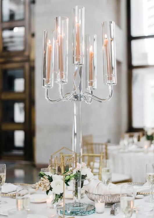 Tall Glass Hurricane 5腕クリスタル結婚式燭台MH-1779| Alibaba.com