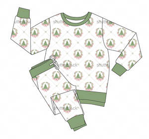 En gros, Combinaison <span class=keywords><strong>de</strong></span> nuit pour bébé en bambou rose à fermeture éclair, avec nœud, motif <span class=keywords><strong>couronne</strong></span> <span class=keywords><strong>de</strong></span> <span class=keywords><strong>Noël</strong></span> et sapin - Product Image 2
