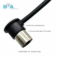 كابل مخصص 4P4C مع موصل DIN 5Pin دائري، سلك إشارة محمي UL1007 24AWG لمعدات الصوت الصناعية