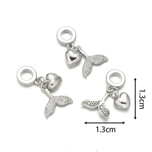 Dijes Colgantes de Plata Chapada en Oro de 18K con Triple Circonita Cúbica, Diseño de Cola de Ballena, Estrella, Concha, Tortuga, Sol y Corazón, para la Creación de Joyas - Product Image 3