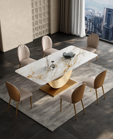 Nouvelle table à manger rectangulaire en acier inoxydable et pierre frittée de style moderne simple haut de gamme italienne de luxe léger 6 places