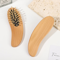 Brosse à cheveux en bois mini format de voyage, forme mangue, portable, avec fonction de massage du cuir chevelu et peigne à palettes pour femmes - Offre Spéciale