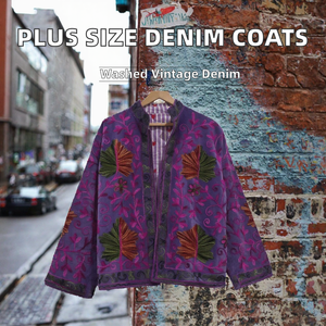 Purple <b>Velvet</b> Embroidered <b>Jacket</b> Floral Ethnic Boho Outerwear Plus Size <b>Women</b> Spring Coat - Product Image 2