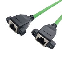 Kabel Ekstensi Cat6A RJ45 Male to Female Panel Mount, Kabel Patch Ethernet Industri Terproteksi dengan Flange Screw Ears