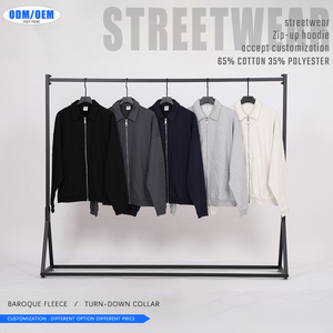 Sweat-shirts en molleton vintage décontractés pour hommes avec fermeture éclair, col rabattu, doublure épaisse, impression numérique, polyester/coton - Product Image 3