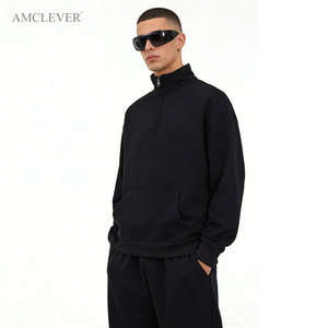Sweat-shirt Premium 460 GSM épais à quart de zip pour homme, personnalisable avec logo, pull à demi-zip oversize, style streetwear, France Allemagne - Product Image 2
