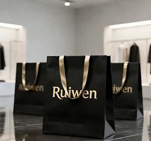 Sac cadeau en papier kraft recyclable avec logo estampé or, sac promotionnel portable avec poignée, sac en papier cartonné - Product Image 6