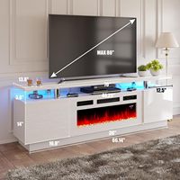 Coolbang Salon Haute Brillance Meuble Tv Centre de Divertissement LED Unité Tv Avec Cheminée Électrique