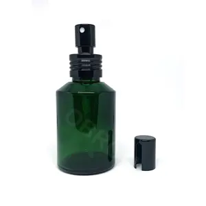 China Supplier Empty 60ml Green Hair Beard Oil Essential Oil Serum Glass Bottle With Pump Sprayer For Sale