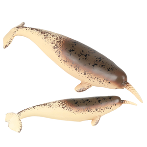 yxs Modelo de vida marina simulada para niños, de goma suave, con figuras de narval, megalodón, orca, tiburón ballena y foca azul, juguetes decorativos - Product Image 1