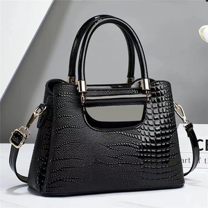Sac à main pour femme An Ru Shi, motif crocodile, taille moyenne, noir, sac bandoulière, printemps 2024, style platine - Product Image 1
