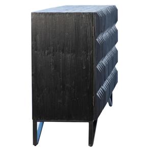 Aparador de Almacenamiento de Estilo Industrial con 4 Puertas, Mueble de Madera Rectangular Negro con Acabado Metálico para Comedor, Cocina, Dormitorio, Hotel - Product Image 5