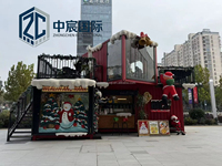 Restaurant conteneur rouge Zhongchen avec espace repas, unité modulaire préfabriquée pour restaurant rapide et entreprise de restauration