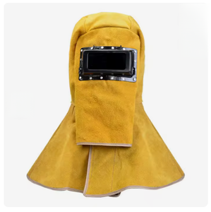 Casque de <span class=keywords><strong>soudeur</strong></span> en cuir de vachette résistant à la chaleur avec lentille rabattable, équipement de protection pour soudeurs - Product Image 1