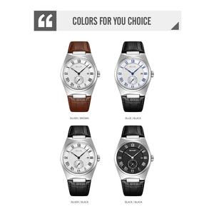 Reloj cronógrafo redondo para hombre, correa de cuero de lujo, reloj de cuarzo resistente al agua 30M, relojes al por mayor - Product Image 3