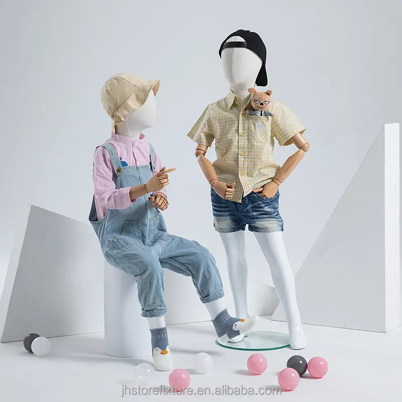 Maniquíes de fibra de vidrio multifuncionales para niños, nuevo estilo, Color blanco, para mostrar ropa