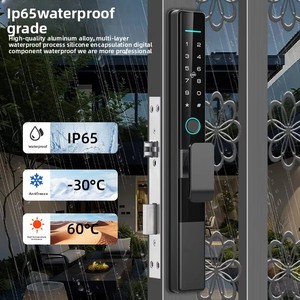 Serratura Intelligente a Doppia Impronta Digitale Impermeabile IP65 per Porte Scorrevoli in Vetro con Taglio Termico in Alluminio per Esterni - Product Image 5