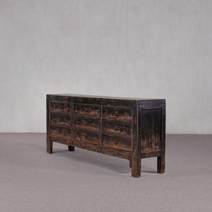 Armoire basse à 9 tiroirs de style farmhouse, commode en bois vieilli pour <span class=keywords><strong>salon</strong></span> et salle à manger - Product Image 2
