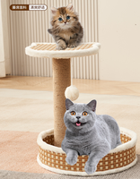 Support pour chat en rotin tressé, Arbre à chat en sisal, Tour pour chat de petite taille de style japonais, Jouet à gratter pour chat en sisal, Structure pour chat pour l'été