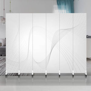 Folding Screen Partition 6 Panel Geometric Design Room Divider With Wheels For Living Room Office Hotel - Product Image 4