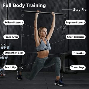 แท่งบาร์พิลาทิส3ส่วนแบบพกพาพร้อมสายต้านทาน4ชิ้นอุปกรณ์ออกกำลังกาย - Product Image 6