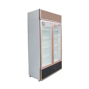 pantalla de puerta de vidrio Suppliers-Refrigerador de congelador pepsi vertical, puertas dobles de vidrio de 800L