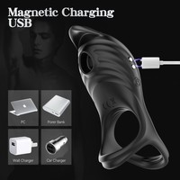 Saugender Penisring mit 5 Vibrationsstufen, Fernbedienung, ABS+Silikon, Unisex, Verzögerungs-Doppelring-Vibrator, Erotik-Großhandel