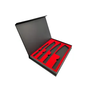 Confezione regalo magnetica nera di lusso con inserto in schiuma per Server per torte da cuoco giapponese e Set di coltelli scatola da imballaggio per coltelli da cucina