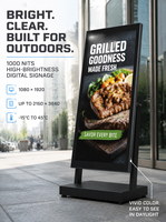 Señalización Digital Semi Exterior con Ruedas, Pantalla Publicitaria de 43 y 49 Pulgadas con Batería, Soporte de Piso para Stand de Ferias Comerciales