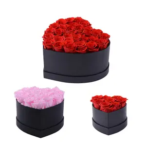 กุหลาบกล่องราคาต่ำรับประกันคุณภาพตลอดกาลดอกแฮนด์เมดเก็บรักษาไว้ดอกไม้รูปหัวใจกุหลาบกล่องของขวัญ