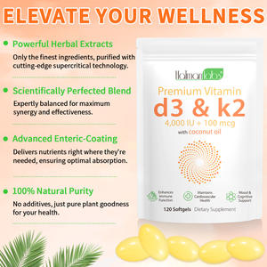 Multi vitamina D3 K2 capsule integratore estratto di erbe integratori sportivi con olio di cocco vitamine e integratori capsule - Product Image 3