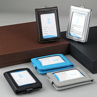 Porte-cartes d'identité professionnel personnalisé, style pliable, 5 emplacements pour cartes, porte-cartes de crédit, porte-cartes de bus, fermeture à bouton, vierge