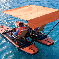 Catamaran gonflable SUP avec structure de connexion, planche à pagaie gonflable avec auvent pour la pêche et la détente