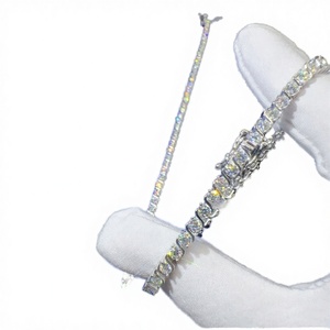 Stock local, livraison rapide, haute qualité, bracelet chaîne tennis hip-hop en argent 925 plaqué or rose, moissanite VVS taille brillant 2mm - Product Image 2