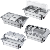 Bain-Marie Professionnel de Restauration, Vitrine Chauffe-Plats en Acier Inoxydable, Réchauds de Buffet Électriques