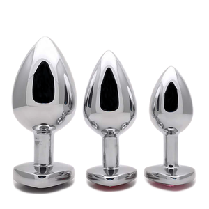 Hot Selling Sex Toy 3 Pcs Set <strong>Heart</strong> <strong>Shape</strong> Metal Anal <strong>Plug</strong> <strong>Stainless</strong> <strong>Butt</strong> <strong>Plug</strong> with <strong>Jewel</strong> Metal Anal Toys - Product Image 2