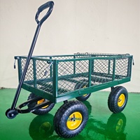 Chariot de jardin en acier robuste pour ferme et jardin, capacité de 880 lb, chariot utilitaire en métal avec côtés en maille amovibles
