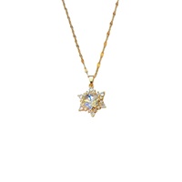 Collier pendentif hexagramme en laiton plaqué or avec zircon pour femme, collier NFC minimaliste polyvalent et brillant, idéal pour un cadeau