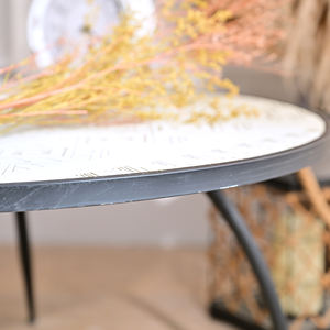 Mesa de Centro Redonda de Madera Estilo Europeo INNOVA, Decorativa, Antigua, con Patas de Metal, Extensible, para Sala de Estar - Product Image 6