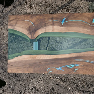 Tavolo da pranzo in resina epossidica con bordo e fiume tavolo da pranzo - Product Image 3