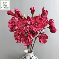 Branche de fleur de magnolia Yulan artificielle en EVA de haute qualité, 75 cm, 3 têtes, toucher réel, blanche, pour mariage, Saint-Valentin, décoration de la maison
