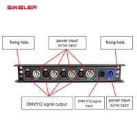 Amplificateur de signal DMX512 4 canaux pour éclairage de scène DJ, distributeur de signal DMX512 à 4 sorties, boîtier métallique, entrée/sortie XLR Powercon