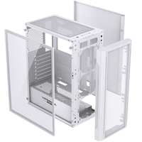 Boîtier PC LOVINGCOOL ATX, ventilateurs PWM ARGB pris en charge, USB 3.0, boîtier d'ordinateur de tour moyenne, châssis de PC de jeu en verre trempé unique