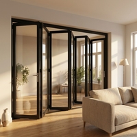 Portes et fenêtres pliantes verticales en aluminium au design moderne, résistantes aux ouragans, en acier inoxydable, avec verre feuilleté extérieur